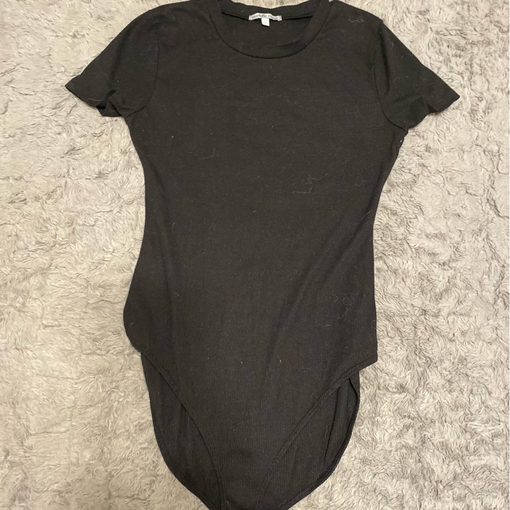 Charlotte Russe Black Classic T-Shirt Bodysuit